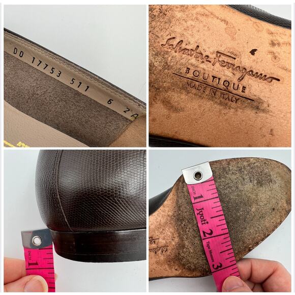 Vtg Salvatore Ferragamo Womens Loafer 6 AA Chocolate Brown Leather Gold Italy - Picture 12 of 12